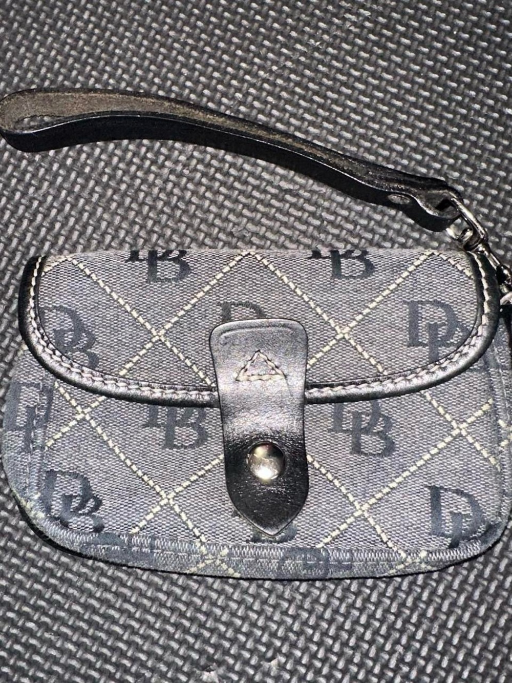 Denim blue and Black Monogram Wristlet